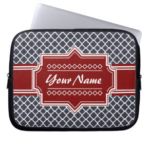 Capa Para Notebook Marinho e Quatrefoil Vermelho Personalizados