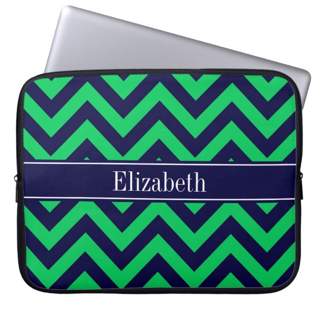Capa Para Notebook Marinho Emerald LG Chevron Marinho Blue Name Monog (Frente)