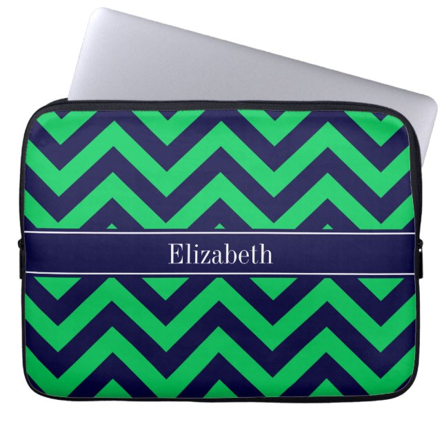Capa Para Notebook Marinho Emerald LG Chevron Marinho Blue Name Monog (Frente)