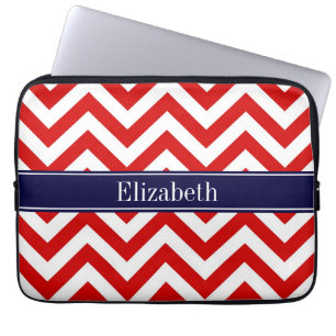 Capa Para Notebook Marinho LG Branco Vermelho Cevron  Azul Nome Monog