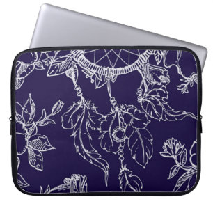 Capa Para Notebook Marinho Moderno Blue Lace Dreamcatcher