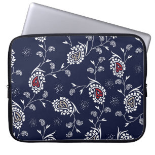 Capa Para Notebook Marinho Paisley: Elegante Pattern Design.