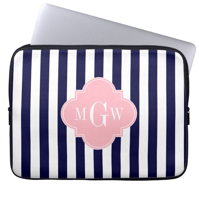 Capa Para Notebook Marinho White Stripe Quatrefoil Rosa Quatrefoil 3  (Frente)