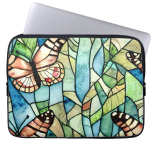 Capa Para Notebook Mariposas Bonito desenhadas com a mão verde