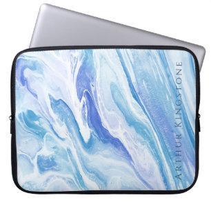 Capa Para Notebook Mármore azul de paisagem turquesa personalizável