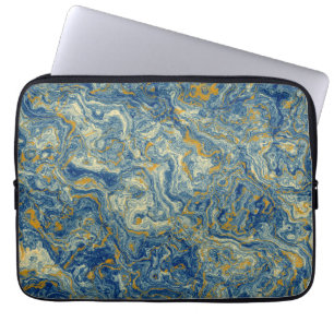 Capa Para Notebook Mármore azul e dourado