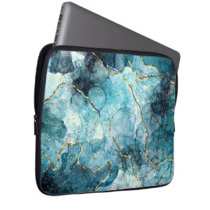 Capa Para Notebook Mármore azul e dourado