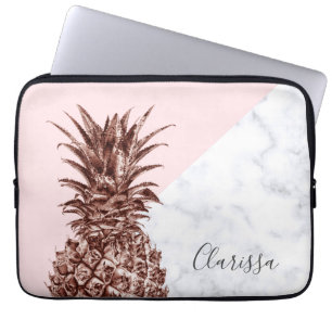 Capa Para Notebook Mármore branco de abacaxi-branco-de-rosa-ouro Ele