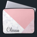 Capa Para Notebook Mármore branco do rosa pastel do pintinho elegante<br><div class="desc">O design geométrico moderno e feminino que caracteriza o mármore branco do falso,  mármore cor-de-rosa e cora triângulos cor-de-rosa.</div>