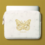 Capa Para Notebook Mármore Branco e Borboleta Geométrica Dourada<br><div class="desc">Mármore branco moderno e moderno e borboleta geométrica de folha de ouro impressa,  design personalizada.</div>