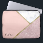 Capa Para Notebook Mármore cor-de-rosa geométrico elegante do branco<br><div class="desc">Design geométrico à moda que caracteriza o brilho cor-de-rosa do ouro do falso,  o ouro e o mármore branco.</div>