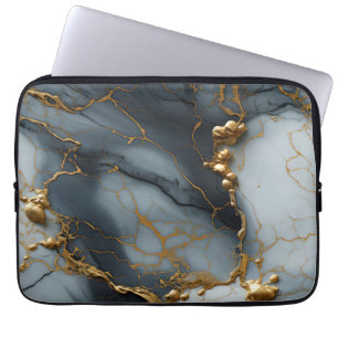 Capa Para Notebook Mármore Onyx Fumê com Veias Douradas