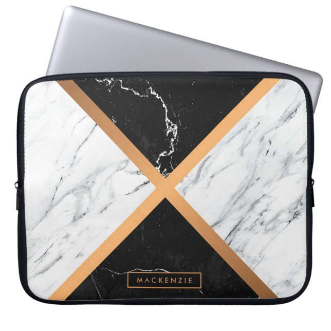 Capa Para Notebook Mármore preto & branco (Frente)