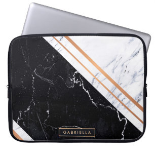 Capa Para Notebook Mármore Preto e Branco