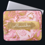 Capa Para Notebook Mármore rosa e branco com folha de ouro e brilho<br><div class="desc">Mármore rosa e branco com folha dourada e um caso de nome Elegante de monograma brilhante. Este caso pode ser personalizado para incluir seu primeiro nome.</div>