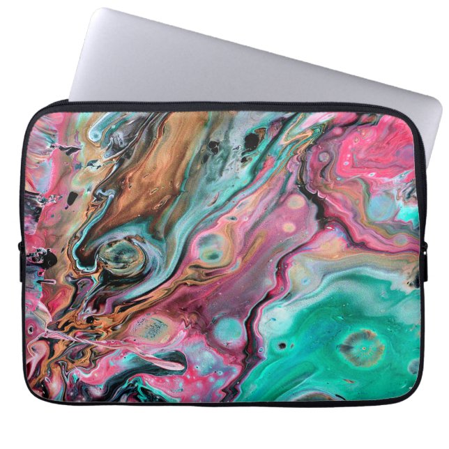 Capa Para Notebook Mármore Rosa e Verde (Frente)