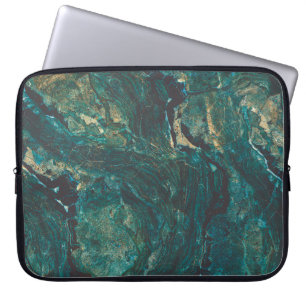 Capa Para Notebook Mármore verde escuro: textura luxuosa.