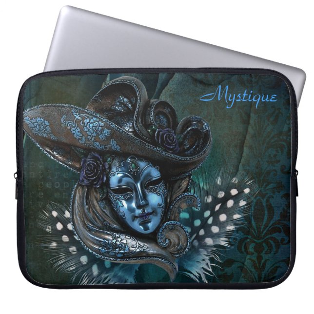 Capa Para Notebook Máscara do Carnaval - Bolsa de laptop Azul (Frente)