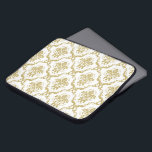 Capa Para Notebook Máscaras Douradas Elegantes sobre fundo branco<br><div class="desc">O design elegante com folha de ouro parece um damasco floral sobre fundo branco que você pode mudar.</div>