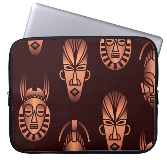 Capa Para Notebook Máscaras étnicas africanas, fundo escuro (Frente)