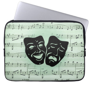 Capa Para Notebook Máscaras Gregas de Música Verde e Teatro