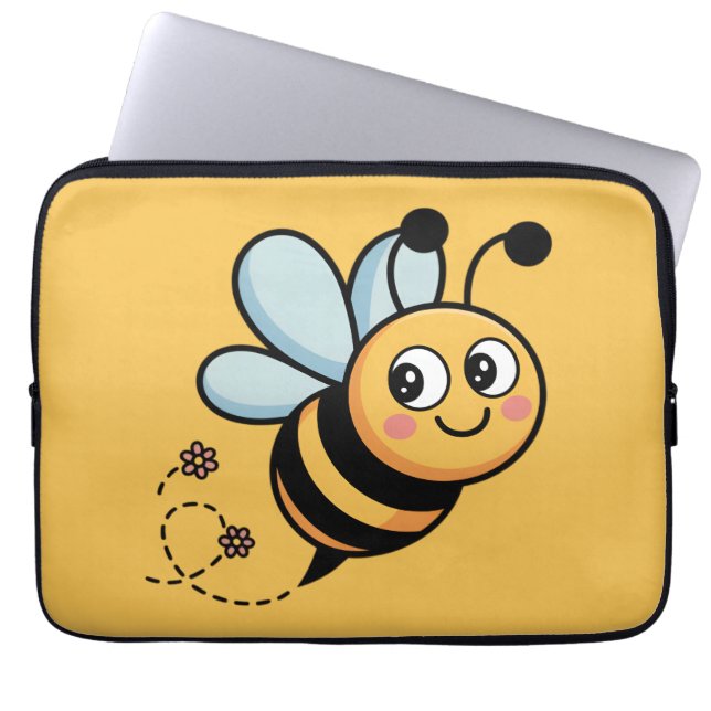 Capa Para Notebook Mascote de Abelha Amigável para Crianças com Trilh (Frente)