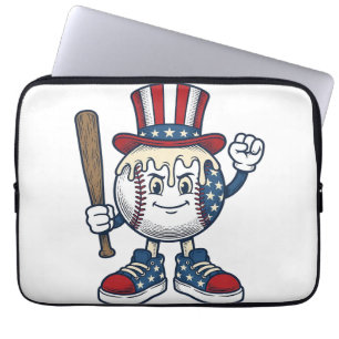 Capa Para Notebook Mascote Patriótico de Beisebol Desenho de Gravura
