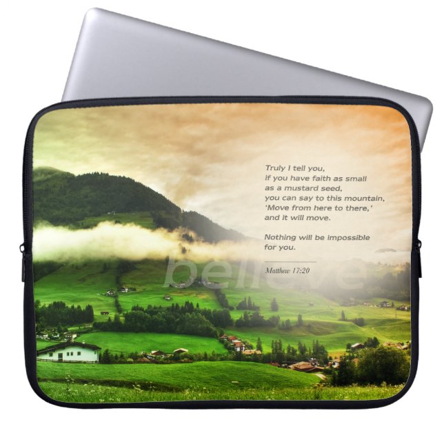 Capa Para Notebook Mateus 17:20 Move Montanhas Fé Semente de Mostarda (Frente)