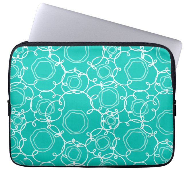 Capa Para Notebook Matriz Floral Abstrata (Turquesa) Arte Fino (Frente)