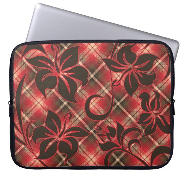 Capa Para Notebook Mauna Loa Hawaiian Hibiscus Xadrez (Frente)