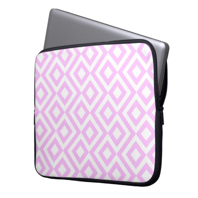 Capa Para Notebook Meander rosa e branco (Frente Esquerda)