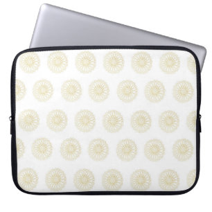 Capa Para Notebook Medalhão de Flor de Zínia Dourada Branca