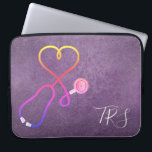 Capa Para Notebook Medical Doctor or Nurse Purple Glitter<br><div class="desc">Faux purple glitter background accented by a stethoscope shaped like a heart. Nurses,  doctors and medical industry professionals will love this computer sleeve. Monogram with initials or title.</div>