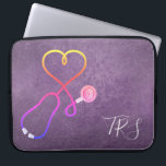 Capa Para Notebook Medical Doctor or Nurse Purple Glitter<br><div class="desc">Faux purple glitter background accented by a stethoscope shaped like a heart. Nurses,  doctors and medical industry professionals will love this computer sleeve. Monogram with initials or title.</div>