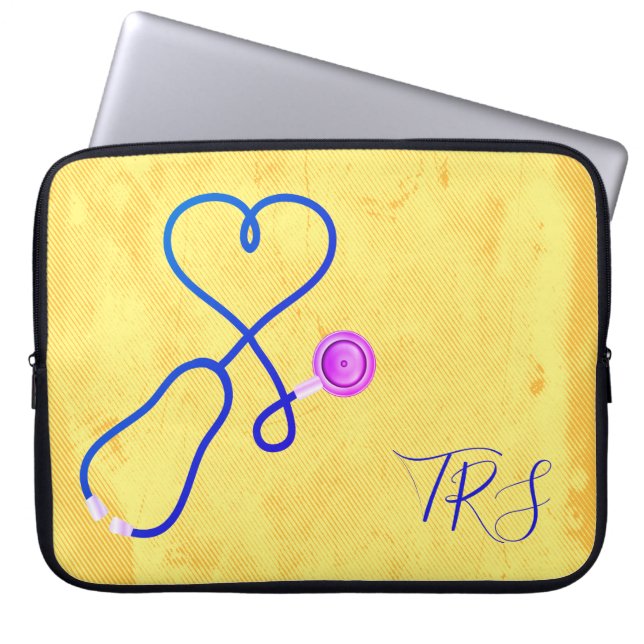 Capa Para Notebook Médico de Aquarela Elegante ou Enfermeiro Amarelo (Frente)