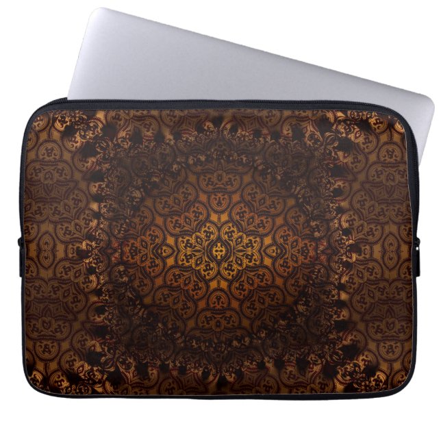 Capa Para Notebook Medieval Damask Arabesque Dourada Bolsa de laptop (Frente)