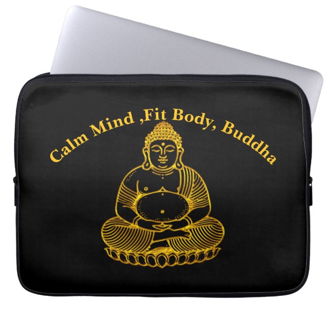 Capa Para Notebook Meditação de estátua de Buda ouro em uma mangueira (Frente)