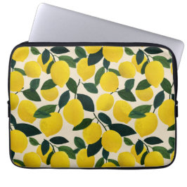 Capa Para Notebook Mediterranean Citrus Fruit Pattern Yellow Lemons