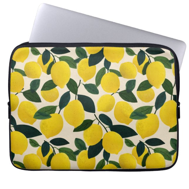 Capa Para Notebook Mediterranean Citrus Fruit Pattern Yellow Lemons (Frente)