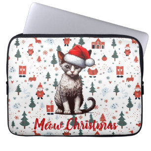 Capa Para Notebook Meia-Natal Devon Rex Cat, Gatinho de Papais noeis 