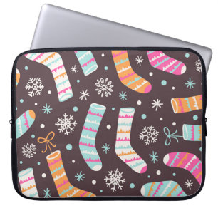 Capa Para Notebook Meias de Natal e flocos de neve: padrão de colheit