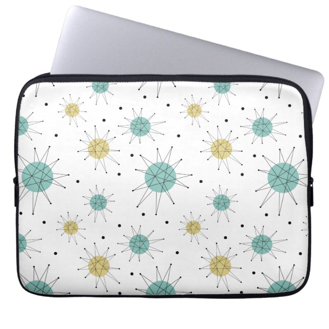 Capa Para Notebook Meio século Azul Aqua Amarelo Franciscan Starburst (Frente)