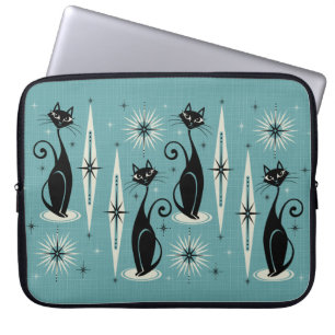 Capa Para Notebook meio século Meow Atomic Cats - Blue ©studioxtine