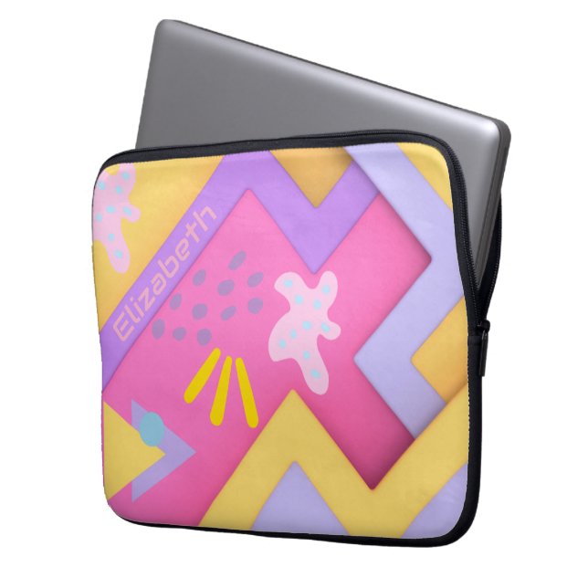 Capa Para Notebook Meio século moderno de tendência geométrica rosa (Frente Esquerda)