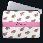 Capa Para Notebook Melancia Branca e Rosa Personalizada<br><div class="desc">Bolsa de laptop com minha pintura de aquarela com seu nome! Perfeito para o verão ou se você ama melancias como eu.</div>