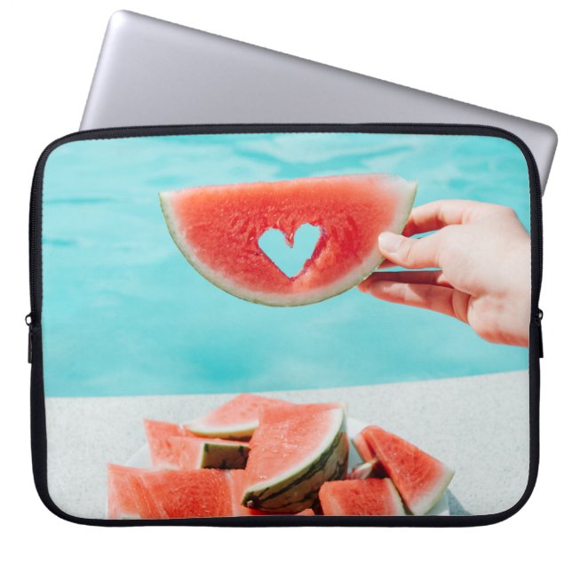 Capa Para Notebook Melancia fatiada em papel branco (Frente)