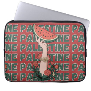 Capa Para Notebook melancia, flores e texto palestino Repetir