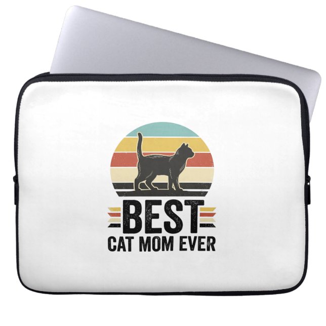 Capa Para Notebook Melhor Mãe de Gato de Todos os Tempos Design Retro (Frente)