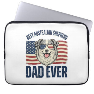 Capa Para Notebook Melhor Pai de Australian Shepherd Patriótico de To