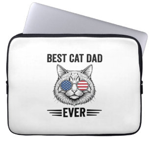 Capa Para Notebook Melhor Pai de Gato Patriota Desenho Vintage de Gat